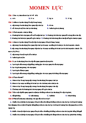 20 Câu trắc nghiệm Vật lí 10 Momen lực (Có đáp án)